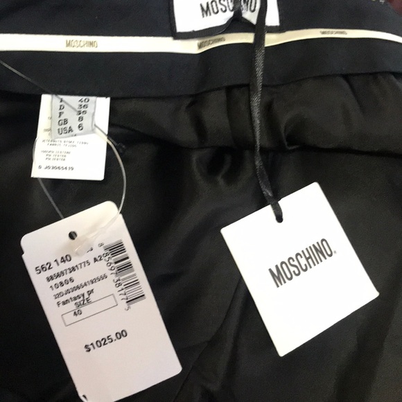 Moschino Red Black Plaid Wool Ankle Tuxedo Pants - Picture 7 of 8